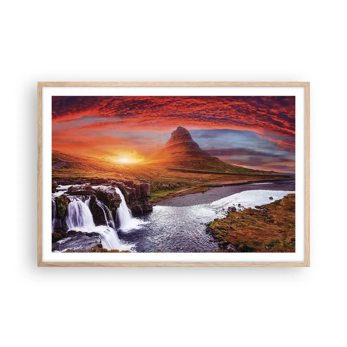 Een poster in een licht eiken lijst - Een zicht op Midden-aarde - 91x61 cm