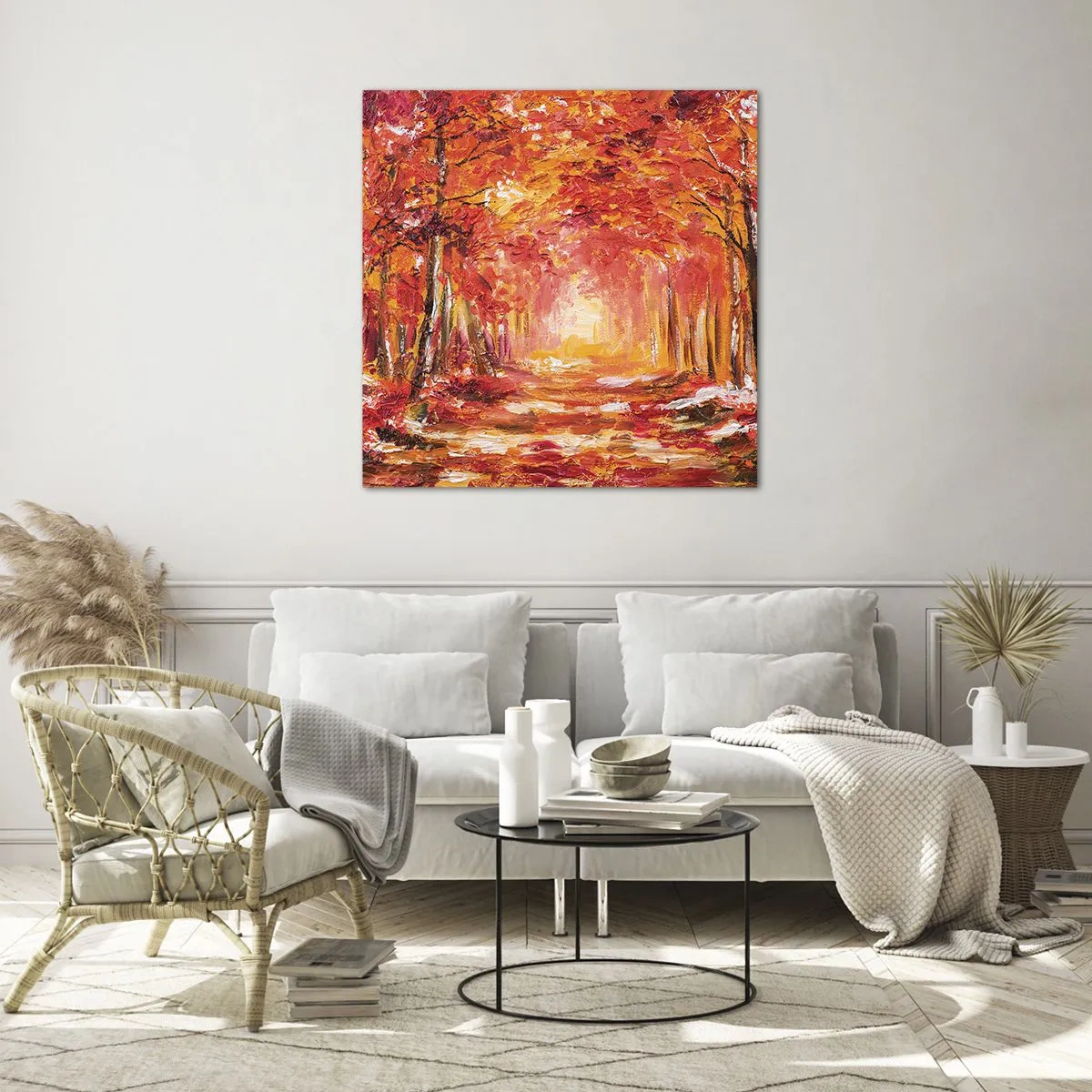 Schilderen op glas - Koperen bos - 60x60 cm