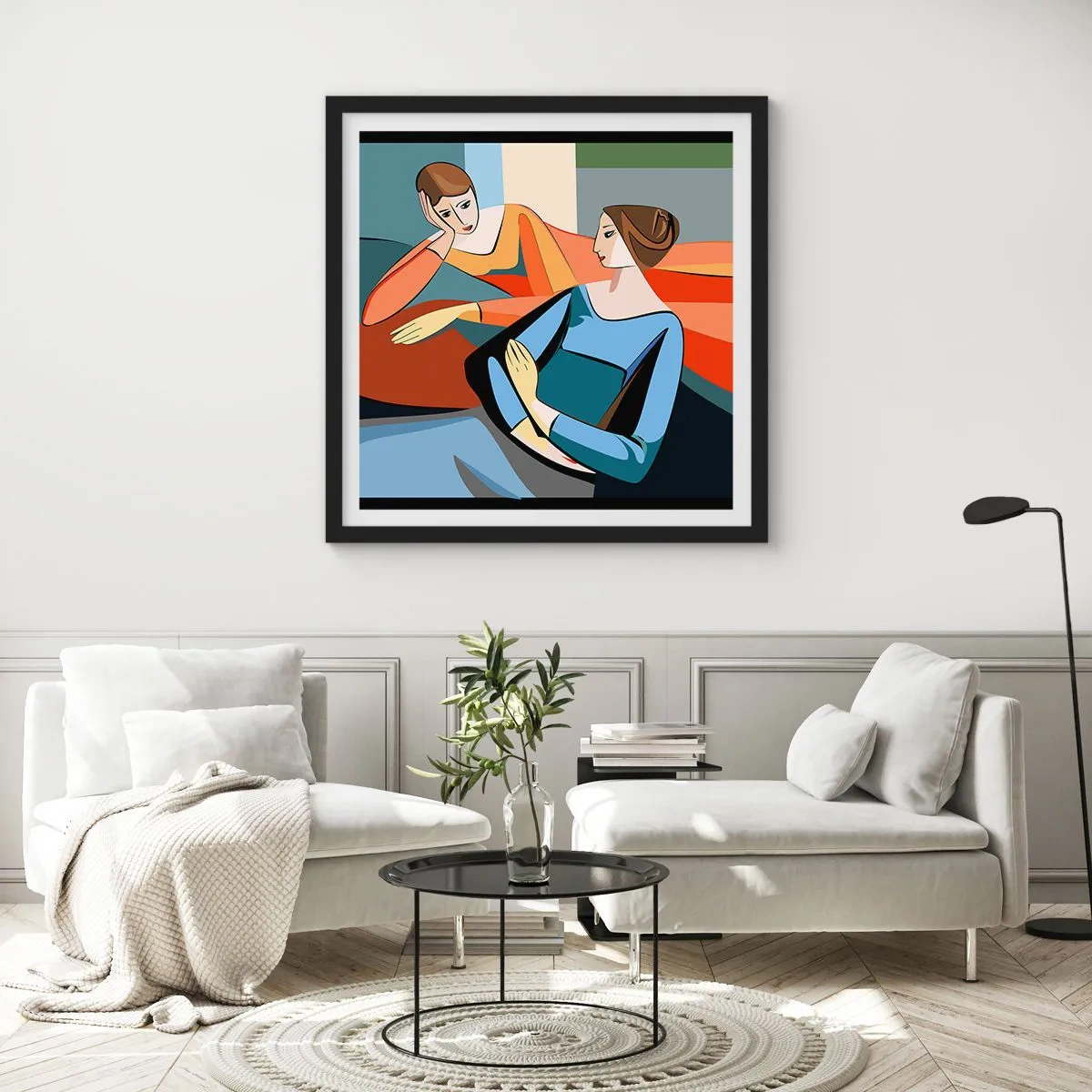 Poster in een zwarte lijst - Een moment van vertrouwen - 50x50 cm