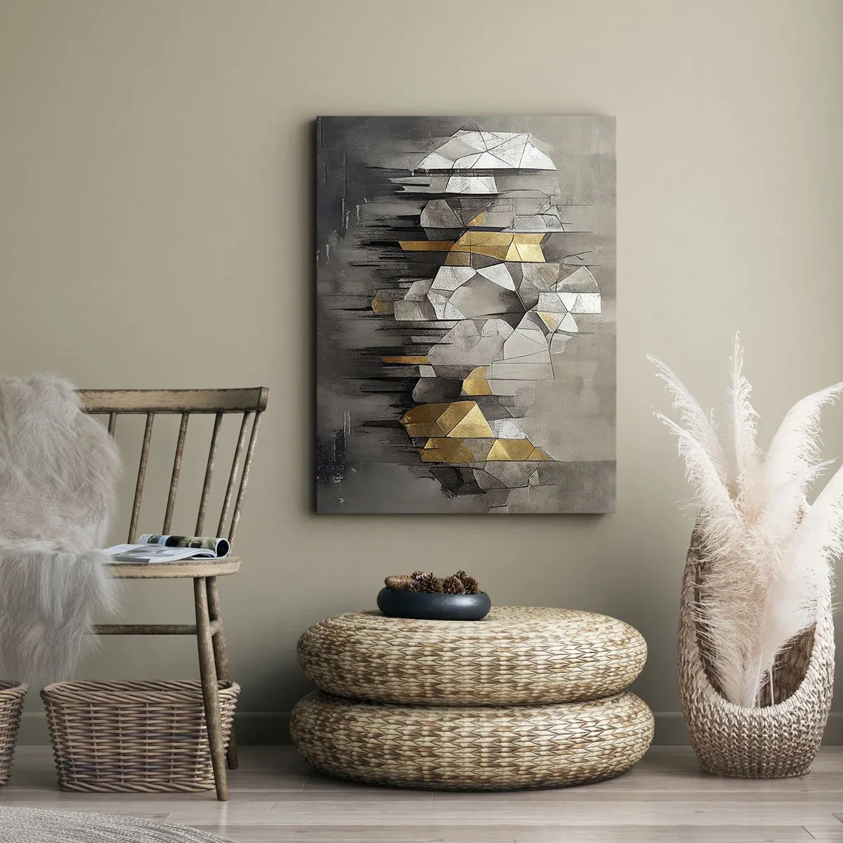 Schilderen op canvas - Compositie van ijs en licht - 45x80 cm