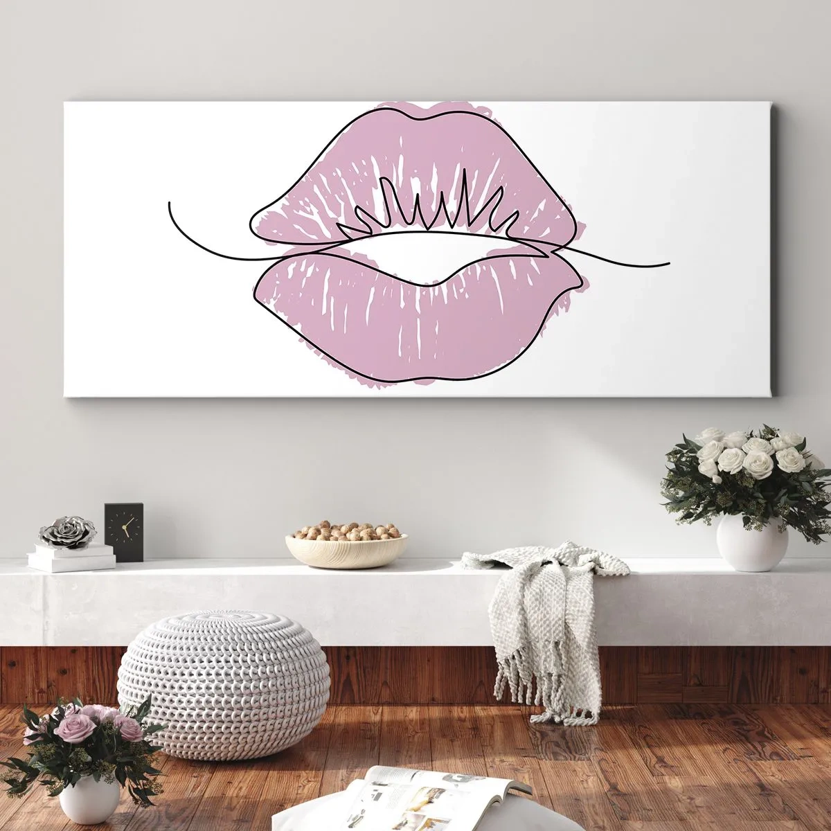 Schilderen op canvas - Klaar om te kussen? - 90x30 cm