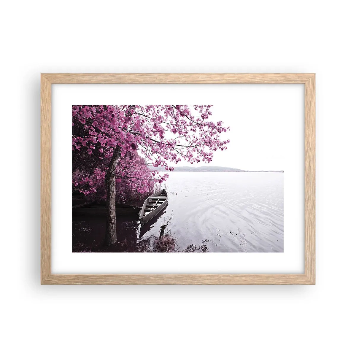 Een poster in een licht eiken lijst - In roze stilte - 40x30 cm