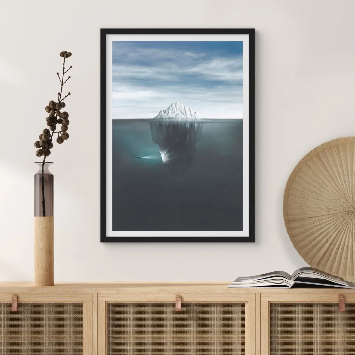 Poster in een zwarte lijst - Onderwater mysterie - 30x40 cm