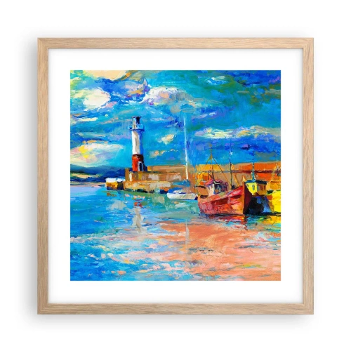 Een poster in een licht eiken lijst - Een middag in de regenboogbaai - 40x40 cm