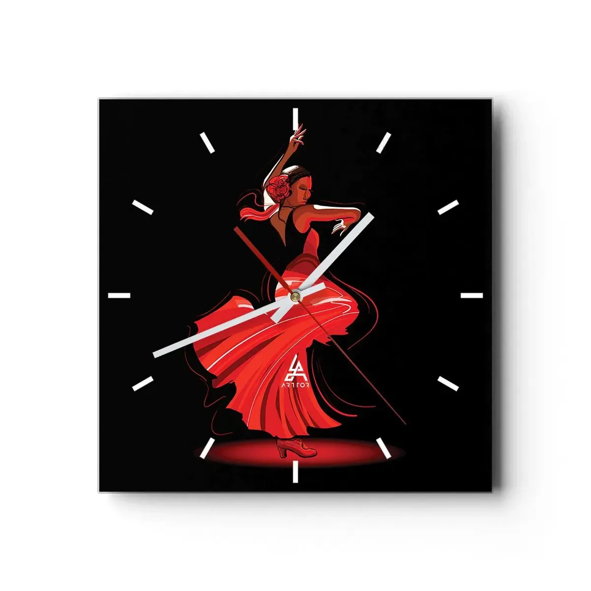 Wandklok - Klok - De vurige geest van flamenco - 40x40 cm