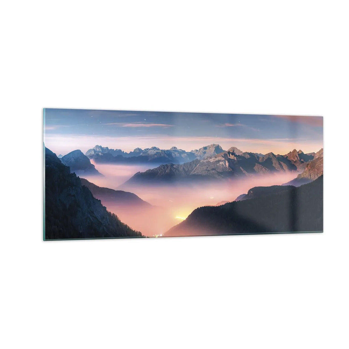 Schilderen op glas - Licht in de dalen - 100x40 cm