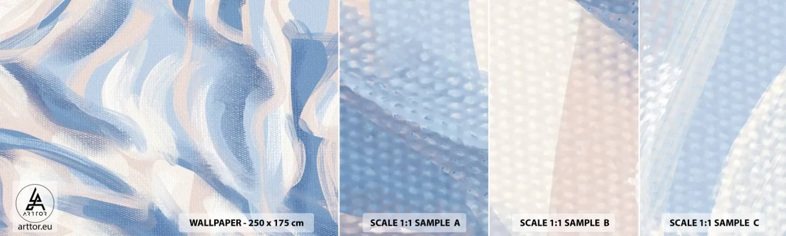 Fotobehang Staaltje Standard Eco - Blauwe golven - Pastel, Minimalisme, Deel - 100x30 cm