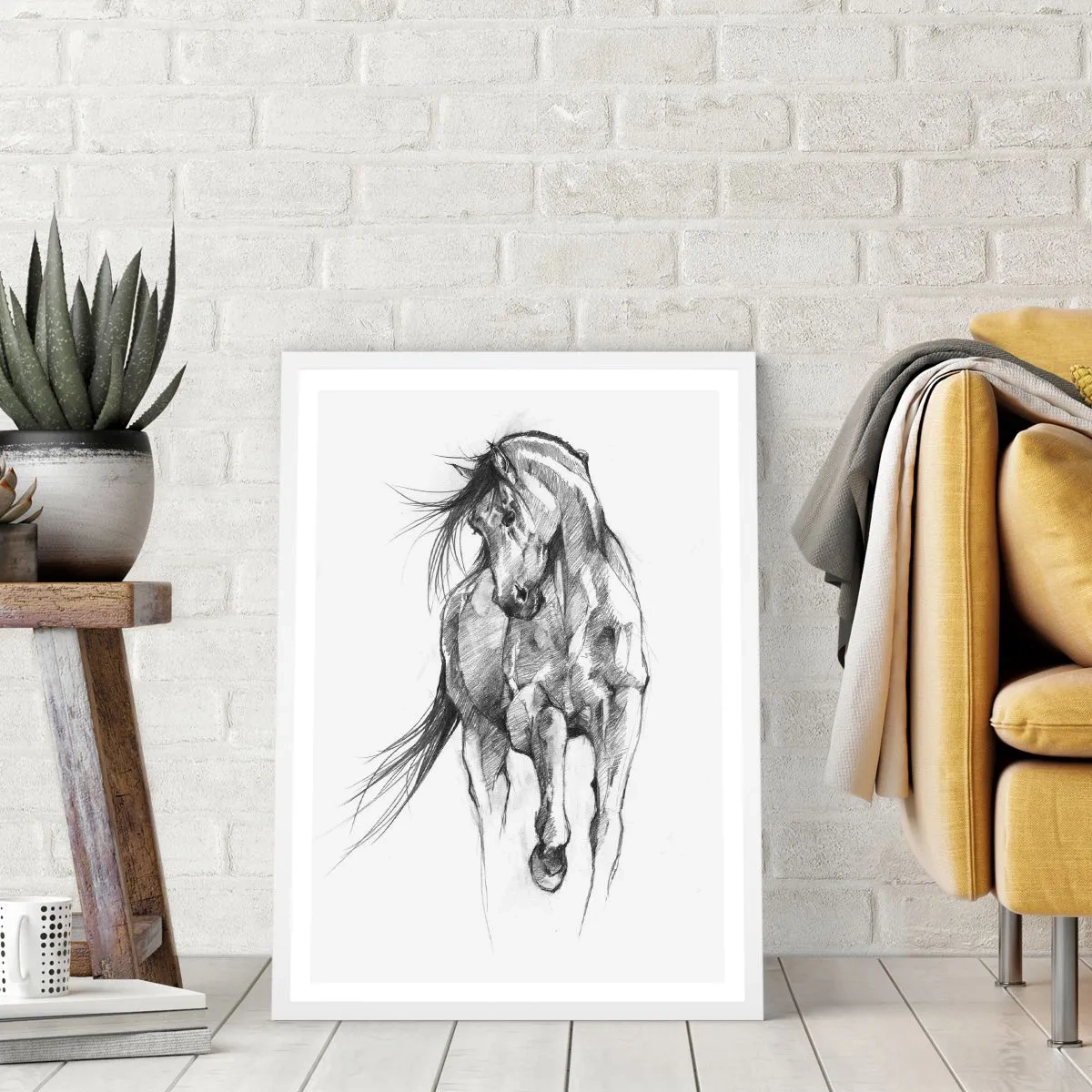 Poster in een witte lijst - In een sierlijke draf - 50x70 cm