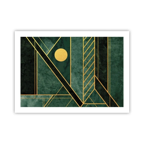 Poster - Dynamiek van goud en azuur - 70x50 cm