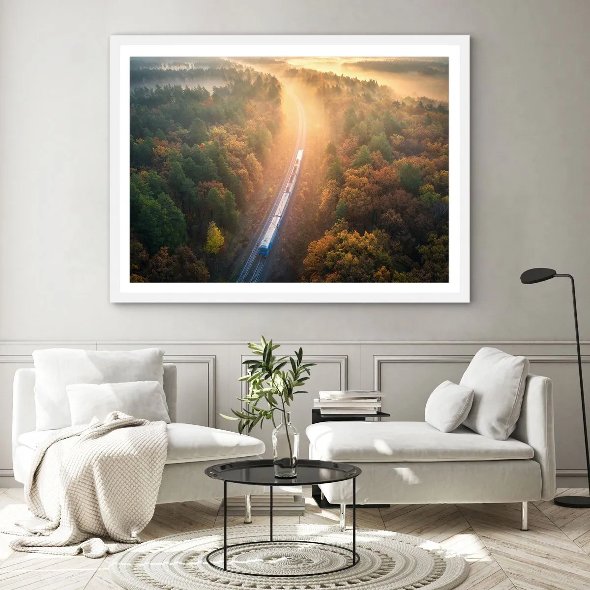 Poster in een witte lijst - Herfst reis - 50x40 cm