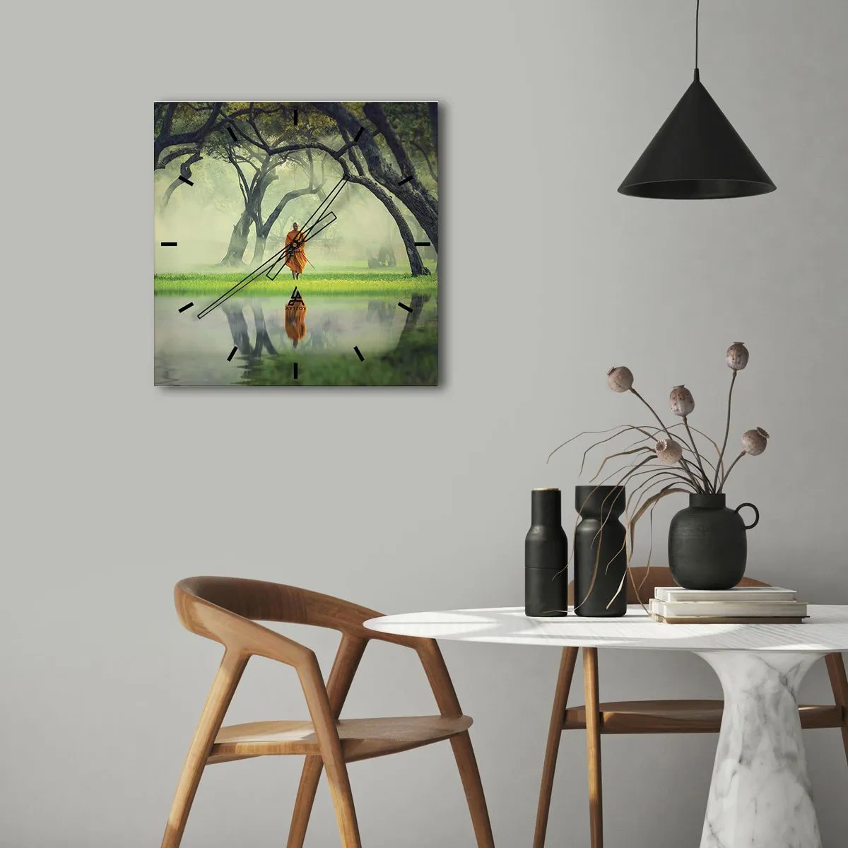 Wandklok - Klok - Op weg naar verlichting - 40x40 cm