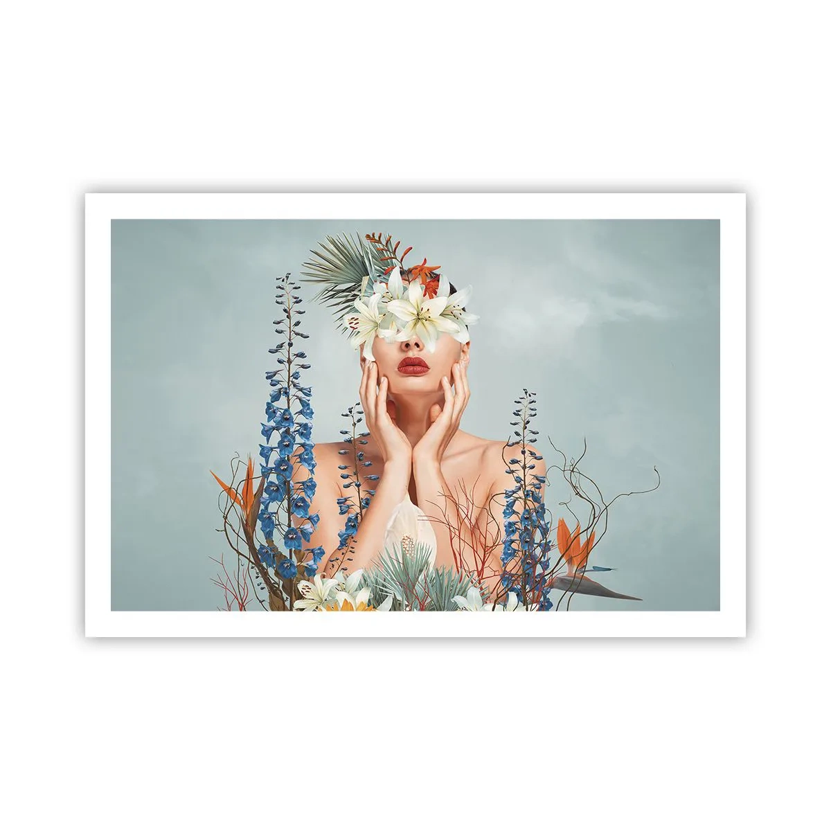 Poster - Vrouw - bloem - 91x61 cm