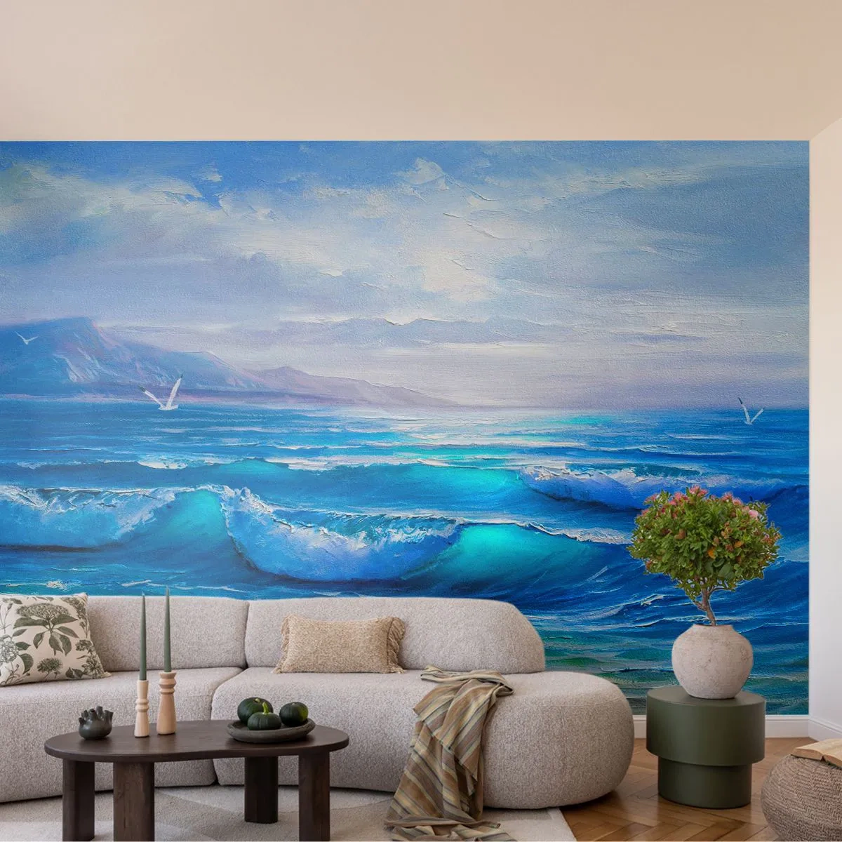 Fotobehang Premium Sand - Het brengt verlichting - Abstractie, Zee, Grafisch - 100x70 cm