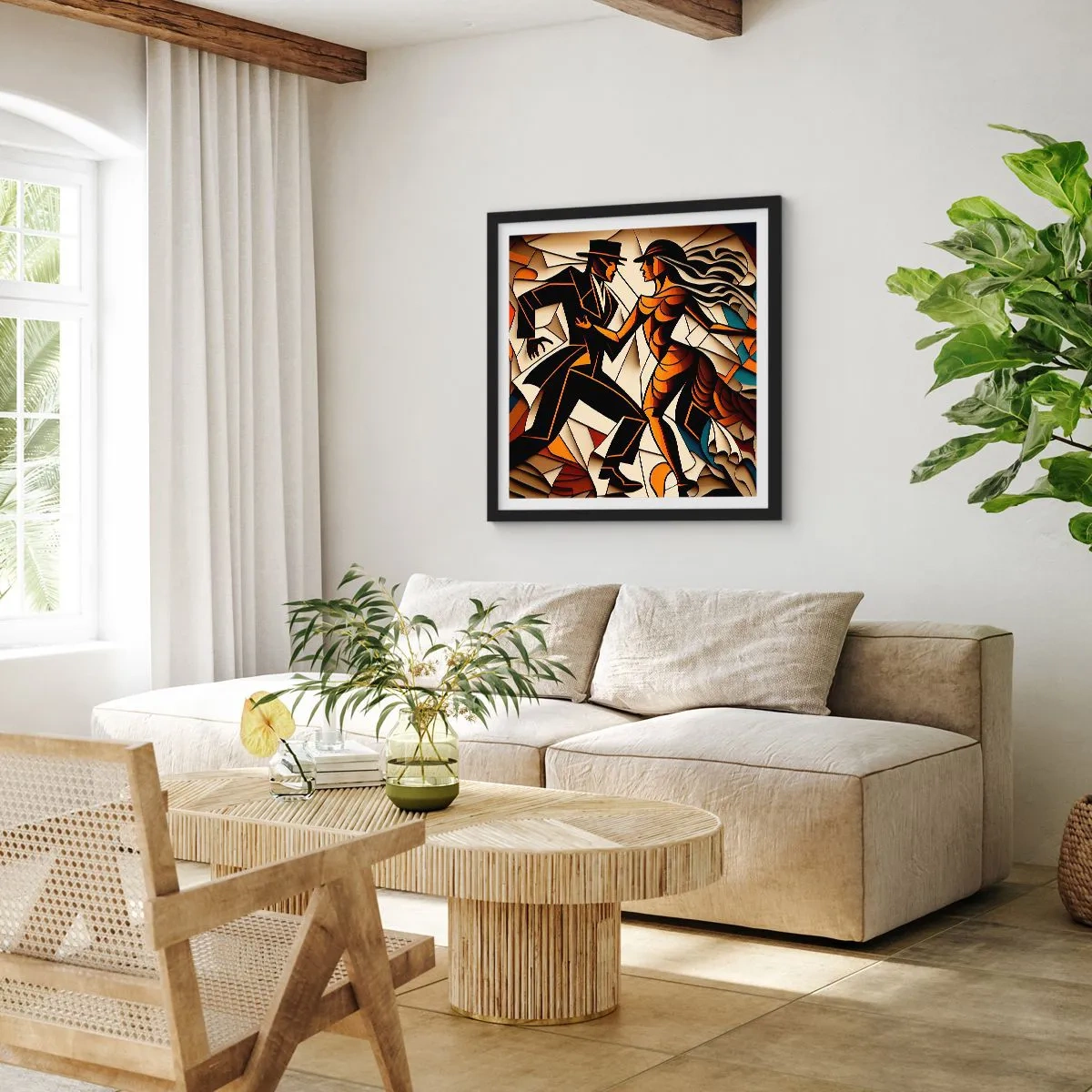 Poster in een zwarte lijst - Dans van pasie - 30x30 cm