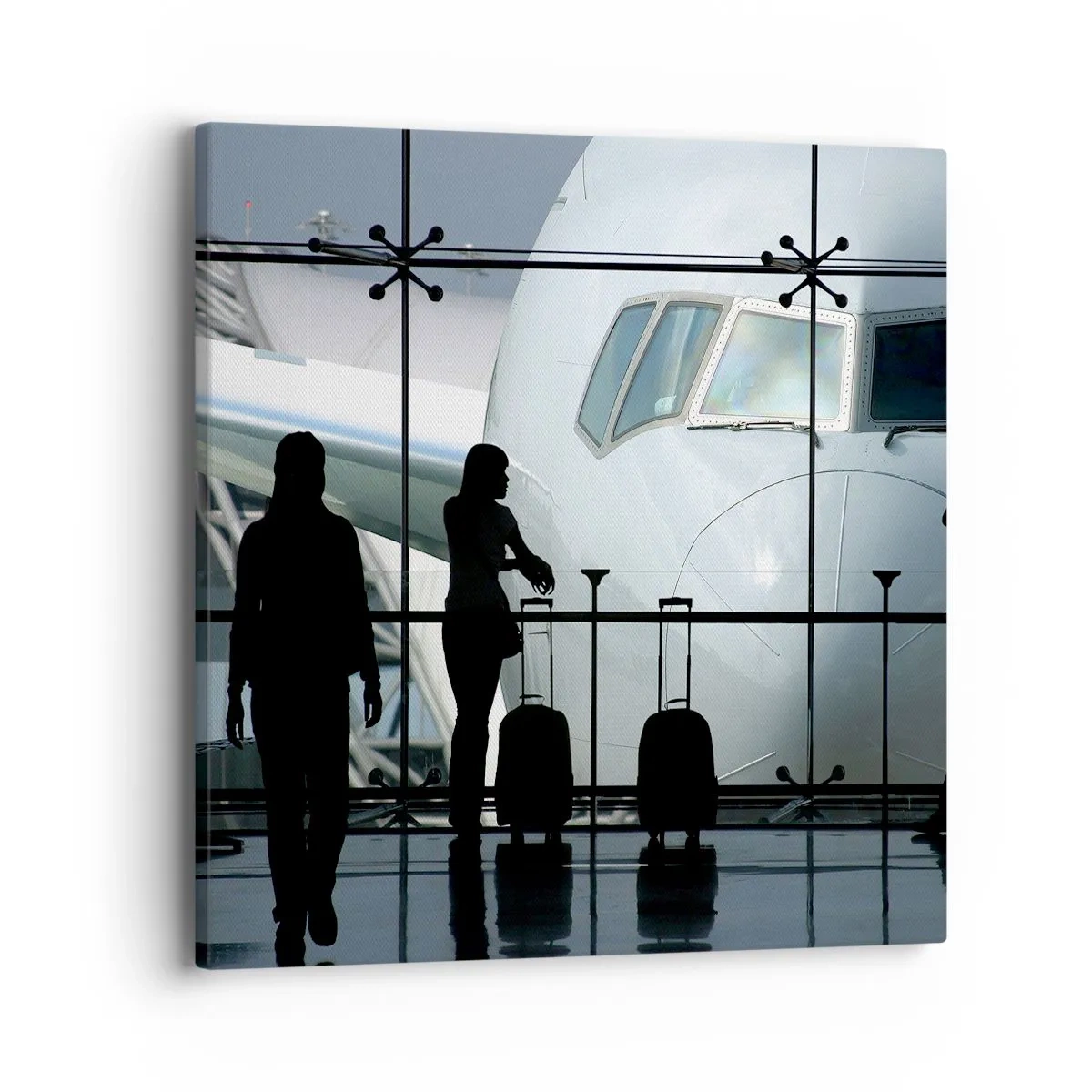 Schilderen op canvas - Vis a vis op de luchthaven - 40x40 cm