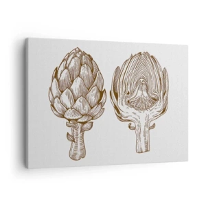 Schilderen op canvas - Vintage kunsttekening van een artisjok - 70x50cm - Anatomieles - Moderne wanddecoratie voor woonkamer en slaapkamer ARTTOR