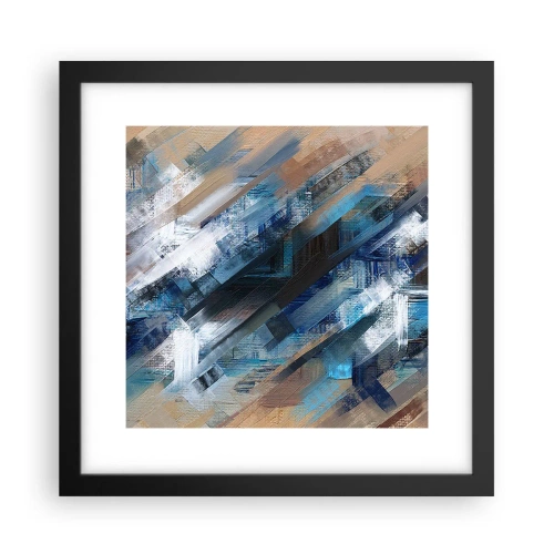 Poster in een zwarte lijst - Op een blauwe diagonaal - 30x30 cm