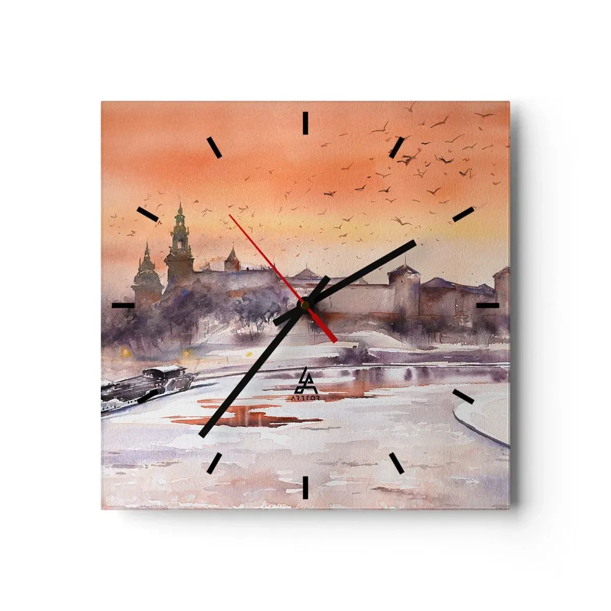 Wandklok - Klok - Koninklijke zonsondergang - 40x40 cm