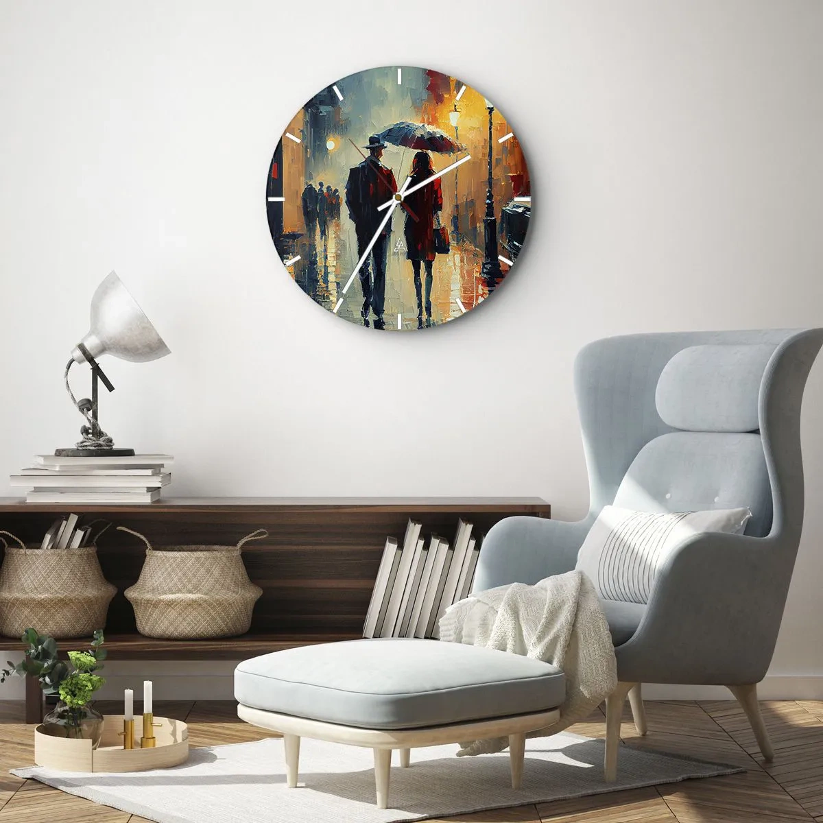 Wandklok - Klok - Stedelijk love strory - 40x40 cm