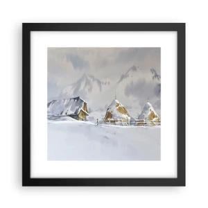 Poster in een zwarte lijst - In een besneeuwde vallei - 30x30 cm