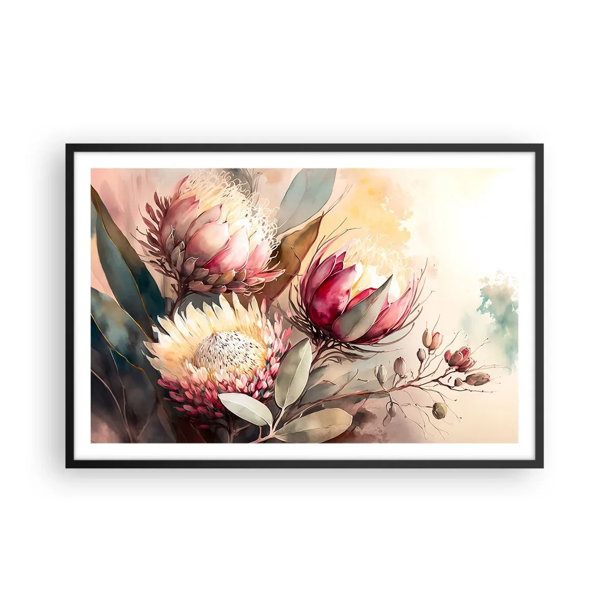 Poster in een zwarte lijst - In profiel en en face - 91x61 cm