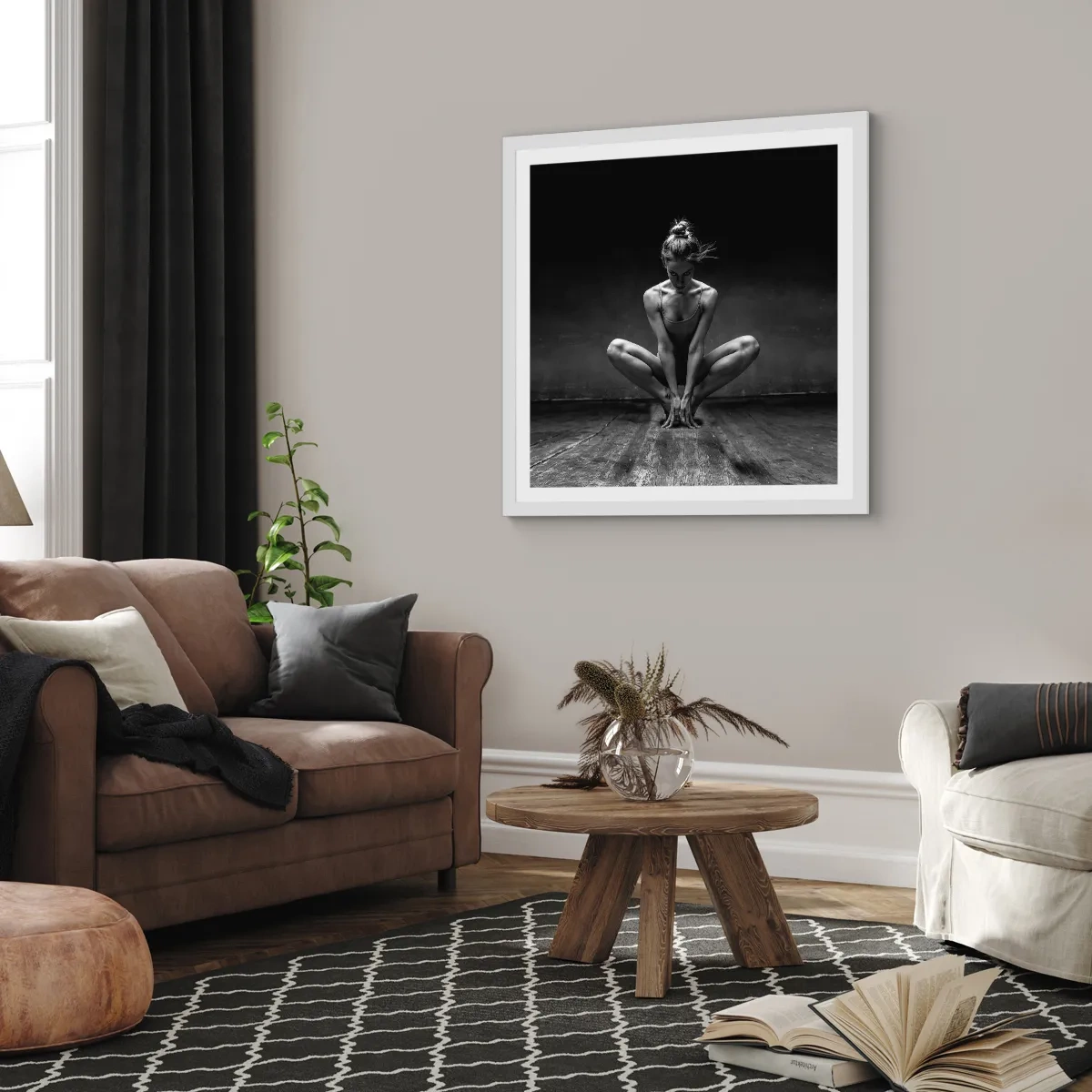 Poster in een witte lijst - Concentratie van dansenergie - 30x30 cm