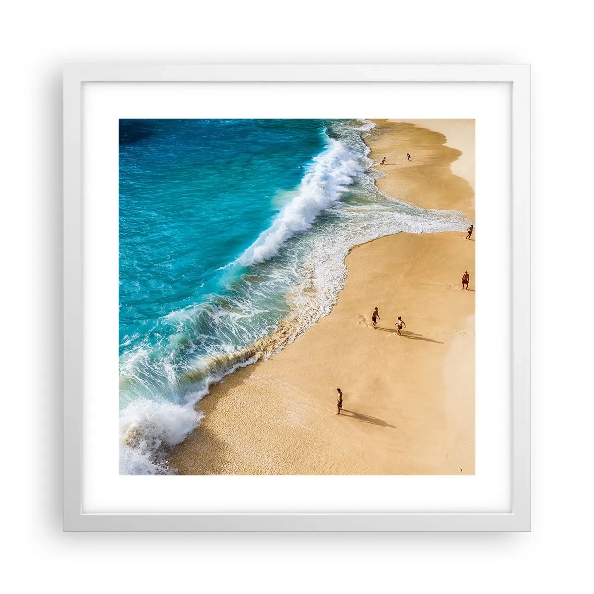 Poster in een witte lijst - En dan de zon, het strand… - 40x40 cm