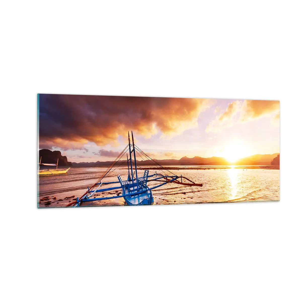 Schilderen op glas - Strek je uit op het zand na een hele dag - 100x40 cm