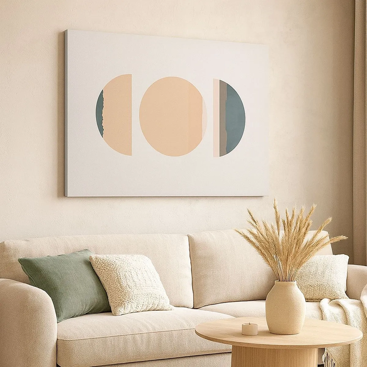 Schilderen op canvas - Abstracte geometrische vormen in pastelkleuren - 70x50cm - Een Wiel achter een andere - Moderne wanddecoratie voor woonkamer en slaapkamer ARTTOR