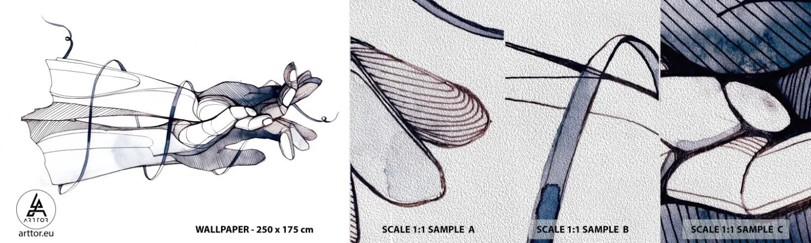 Fotobehang Monster Premium Sand - Touch-studie - Abstractie, Handen, Grafisch - 100x30 cm