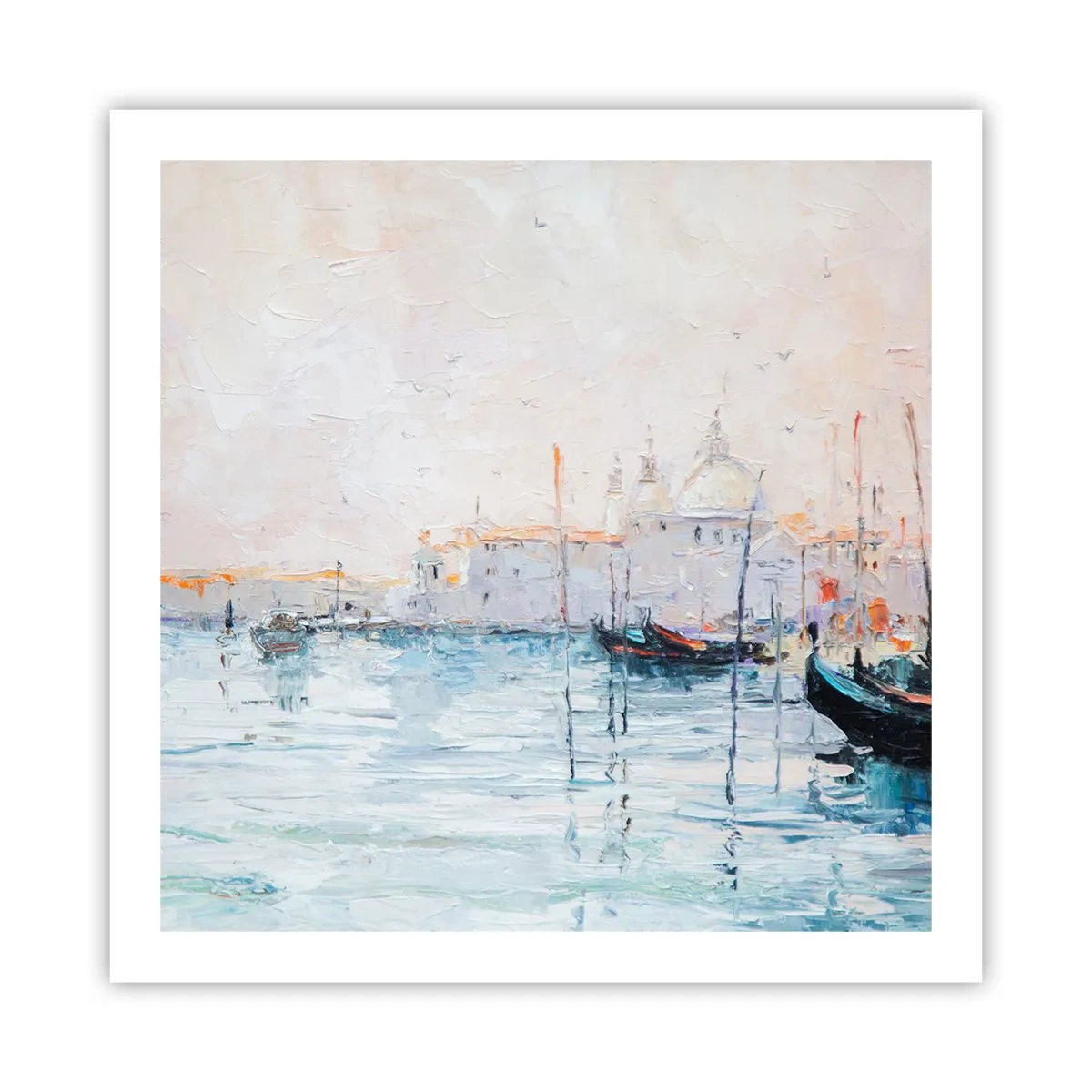 Poster - Achter het water, achter de mist - 60x60 cm