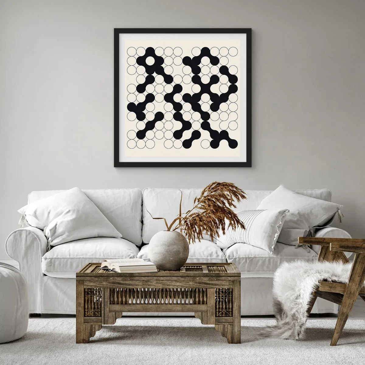 Poster in een zwarte lijst - Chinees spel – variatie - 60x60 cm