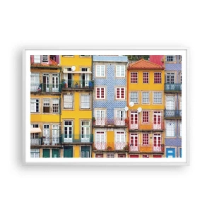 Poster in een witte lijst - De kleuren van de oude stad - 100x70 cm