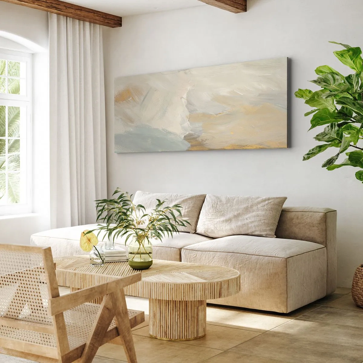 Schilderen op canvas - Abstractie – het land van zachtheid - 100x40 cm