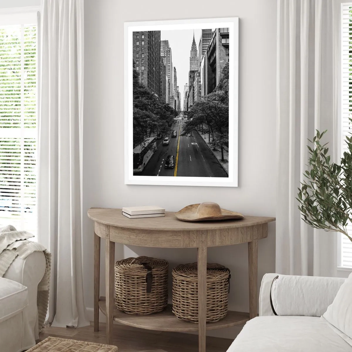 Poster in een witte lijst - New York ochtend - 70x100 cm