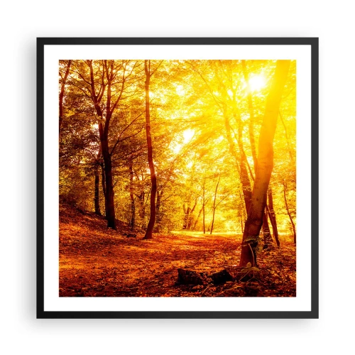 Poster in een zwarte lijst - Op weg naar de gouden open plek - 60x60 cm