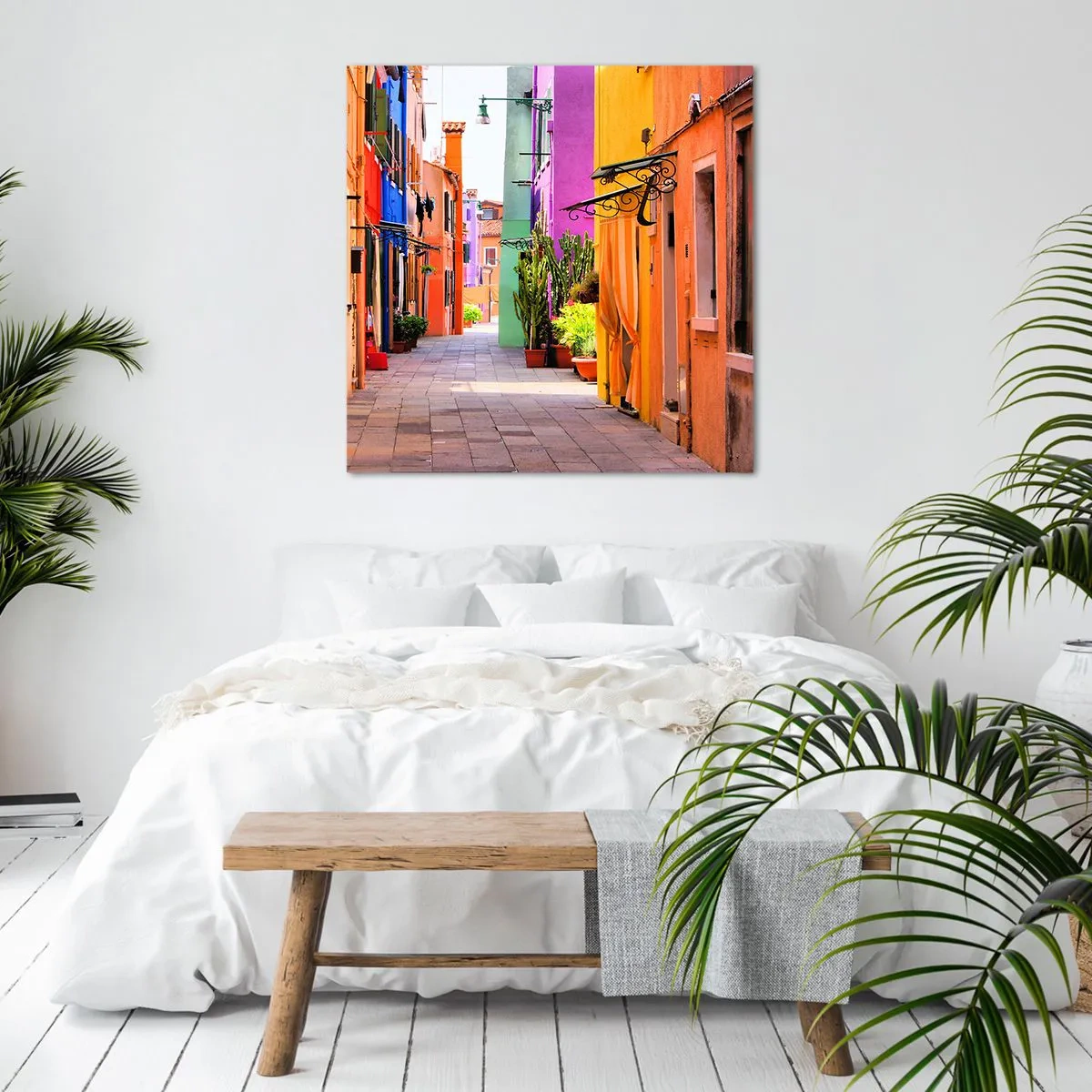 Schilderen op canvas - Regenboogsteeg - 60x60 cm