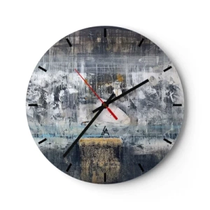 Wandklok - Klok - Abstracte compositie in koele tinten met texturen - 30x30cm - Als op ijs, als zo moeizaam - Moderne wanddecoratie voor woonkamer, keuken en slaapkamer ARTTOR