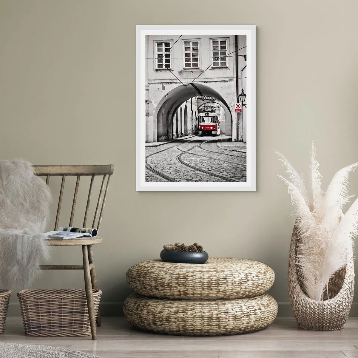 Poster in een witte lijst - Door het doolhof van de stad - 70x100 cm