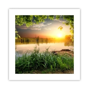 Poster - Landschap in een groen kader - 40x40 cm
