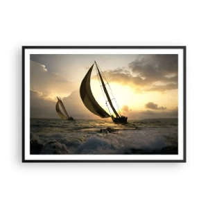 Poster in een zwarte lijst - Met de wind en tegen de wind - 100x70 cm