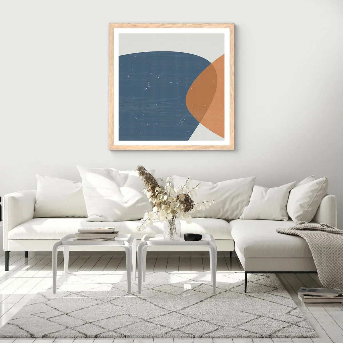 Een poster in een licht eiken lijst - Ovalen en invloeden - 40x40 cm