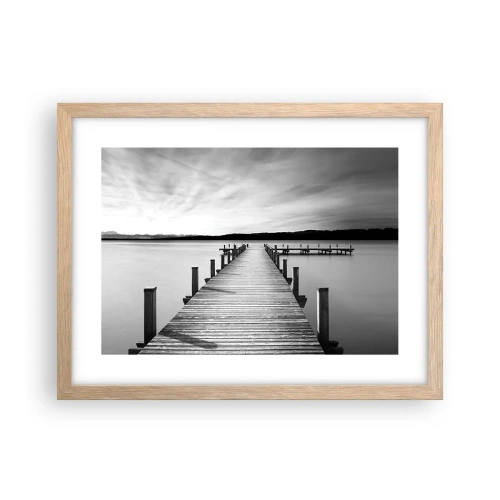 Een poster in een licht eiken lijst - Bij de waterput - vrede - 40x30 cm