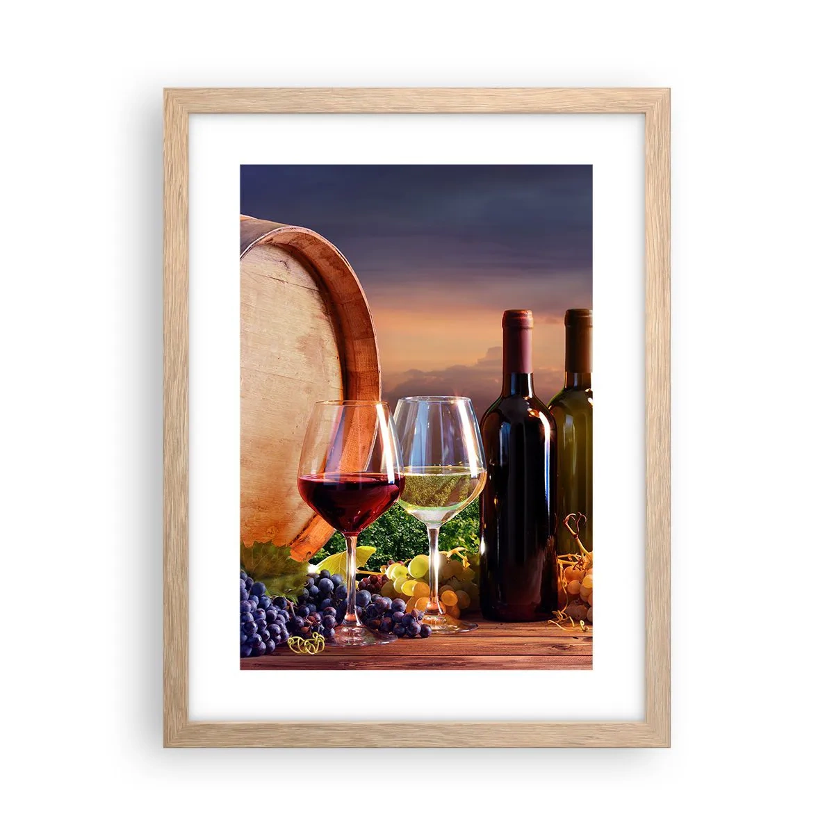 Een poster in een licht eiken lijst - Het leven smaakt hier - 30x40 cm