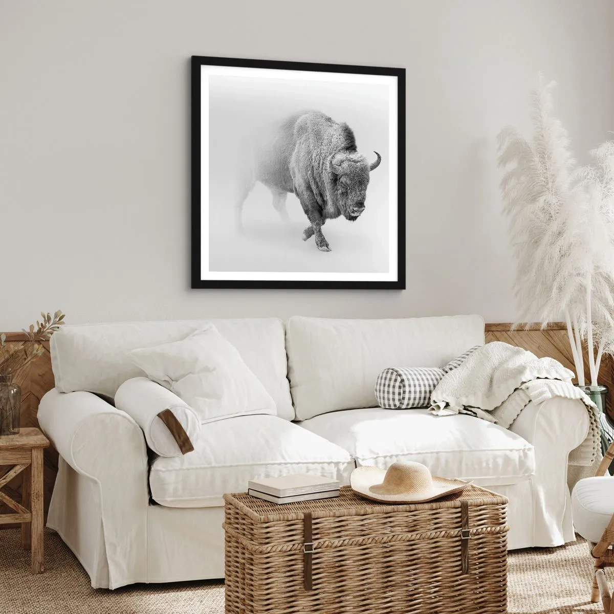 Poster in een zwarte lijst - Koning van de prairie - 50x50 cm