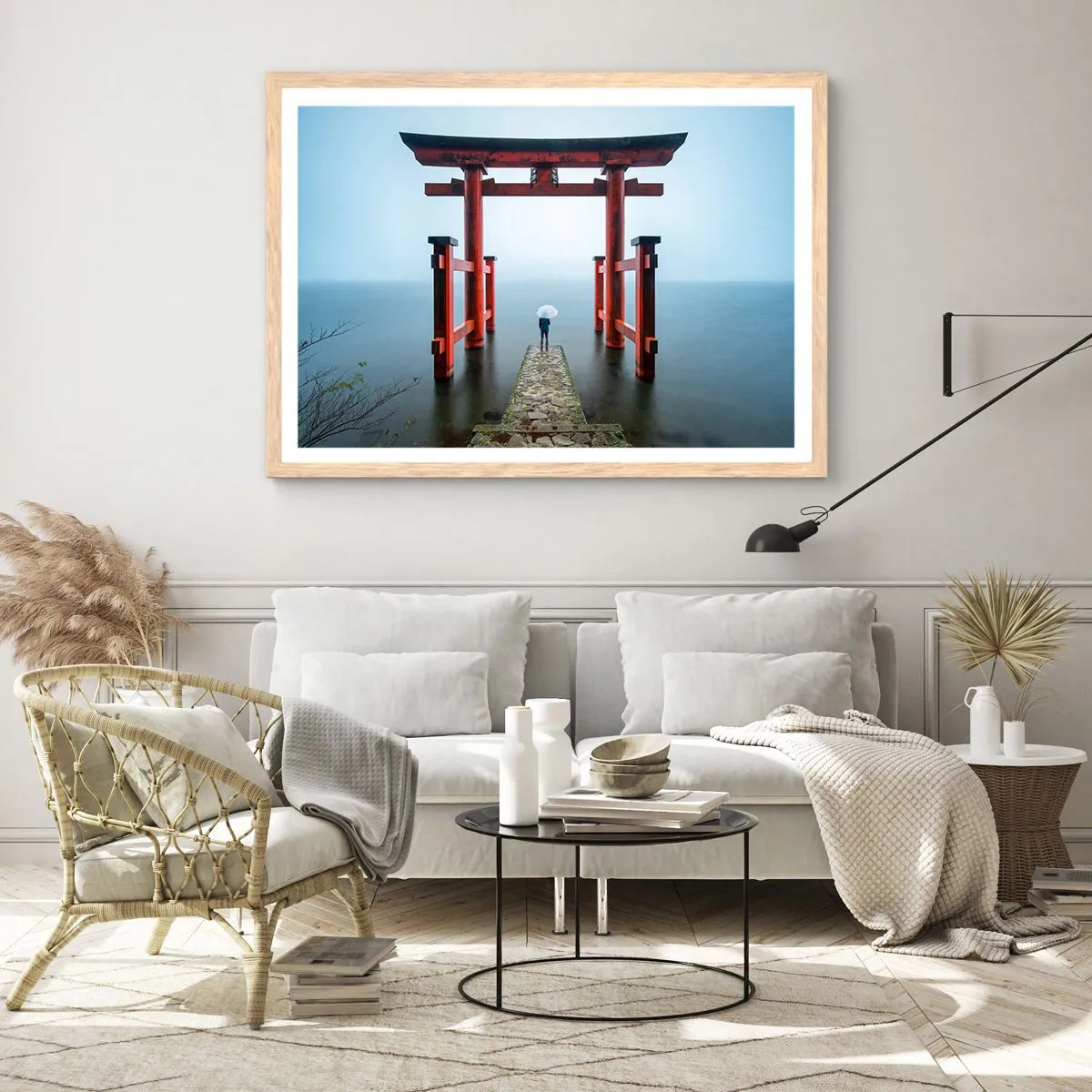 Een poster in een licht eiken lijst - Japanse mijmering - 70x50 cm