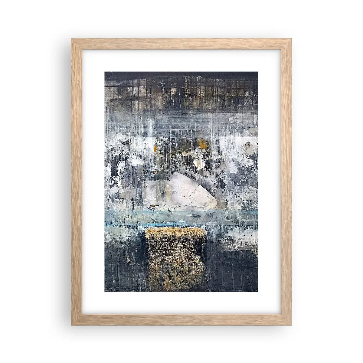 Een poster in een licht eiken lijst - Als op ijs, als zo moeizaam - 30x40 cm