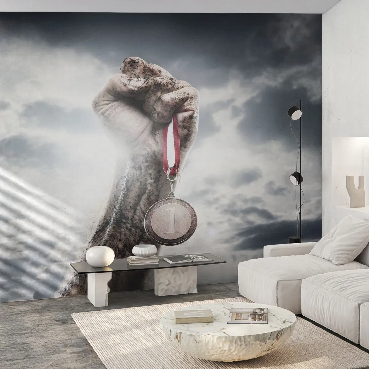 Fotobehang Premium Canvas - Per aspera ad astra - Sport, Sportmedaille, 3D - 300x210 cm