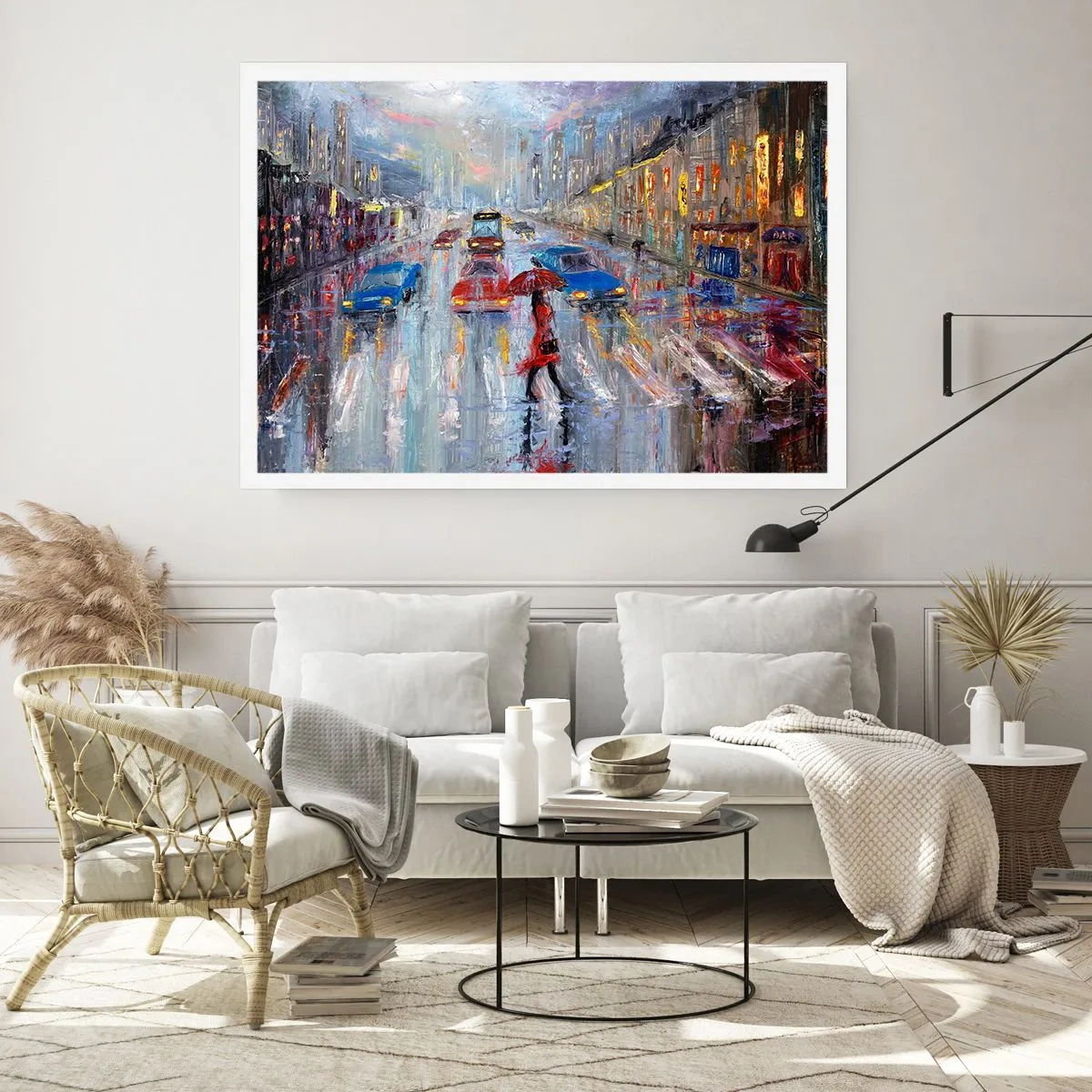 Poster - Regenachtige middag in de stad - 40x30 cm