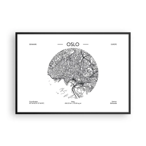 Poster in een zwarte lijst - Anatomie van Oslo - 100x70 cm